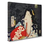 Portrait of an Actress by Toyohara Kunichika Asian Japanese Canvas Wall Art Print Ready to Hang, Framed Picture for Living Room Bedroom Home Office Décor, 20x20 Inch (50x50 cm)