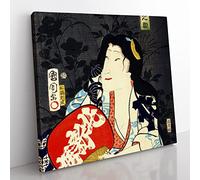 Portrait of an Actress by Toyohara Kunichika Asian Japanese Canvas Wall Art Print Ready to Hang, Framed Picture for Living Room Bedroom Home Office Décor, 35x35 cm (14x14 Inch)