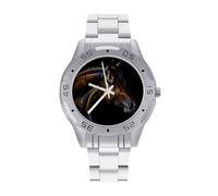 Portrait of an Arab Horse Men's Watches Stainless Steel Watch Strap Analog Quartz Watch Business Wristwatches