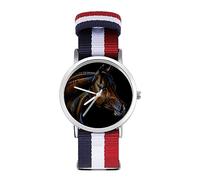 Portrait of an Arab Horse Sport Watch for Men Women Nylon Strap Wrist Watch Analog Quartz Watch