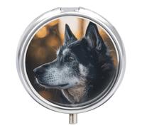 Portrait of an Old Dog Pill Box Cute Round Pill Case Portable Medicine Tablet Vitamin Holder Organizer for Purse Pocket