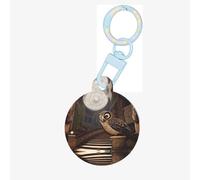 Portrait of an Owl Pet ID Tag Dog Cat Tags Personalized Fashionable, Round Many Colors, Acrylic Material, for Small & Large Pets Sky Blue Medium