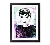 Portrait Of Audrey Hepburn In Abstract Modern Art Framed Print | A3 Black Framed Wall Art | Ready to Hang | Abstract Fantasy Picture | Living Room Bedroom Lounge Office