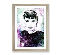 Portrait Of Audrey Hepburn In Abstract Modern Art Framed Print | A4 Oak Framed Wall Art | Ready to Hang | Abstract Fantasy Picture | Living Room Bedroom Lounge Office