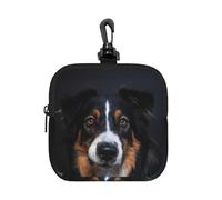 Portrait of Border Collie Print, Square Zipper Storage Bag, Neoprene Coin Purse, Small Wallets, Change Pouch, Change Purse