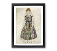 Portrait Of Edith By Egon Schiele Classic Painting Framed Print | A2 Black Framed Wall Art | Ready to Hang | Classic Historical Picture | Living Room Bedroom Lounge Office