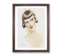 Portrait Of Elna Tegner By Gerda Wegener Classic Painting Framed Wall Art Print, Ready to Hang Picture for Living Room Bedroom Home Office Décor, Walnut A2 (64 x 46 cm)