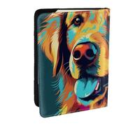 Portrait of Golden Retriever Printed Passport Holder,Travel Pu Leather Passport Cover Case Organiser for Men Women,6.5 Inch