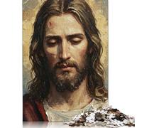 Portrait of Jesus Christ Oil Painting Puzzles 500 Pieces for Teenagers Gifts Wooden Puzzle Jigsaws for Adults Puzzle for Adults And Teenager 500pcs (52x38cm)