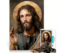 Portrait of Jesus Christ with Halo 1000 Piece Jigsaw Puzzles for Adults Jigsaw Memory Gain Stress Release Design Assembly Xmas Gift (38x52cm)