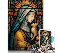 Portrait of Mary The Mother Jigsaw Puzzles for Teenagers 1000 Piece Puzzle,Stress Reliever Difficult Challenge Enhance Love between Couples 38x26cm