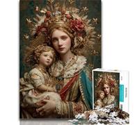 Portrait of Mary The Mother Jigsaws 1000 Pieces for Adults,Challenging Game And Family Play with Fully Interlocking Randomly Shaped Pieces 38x26cm