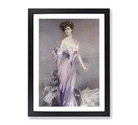 Portrait Of Mrs Howard Johnstone By Giovanni Boldini Classic Painting Framed Wall Art Print, Ready to Hang Picture for Living Room Bedroom Home Office Décor, Black A3 (34 x 46 cm)