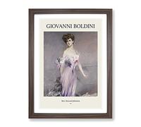 Portrait Of Mrs Howard Johnstone By Giovanni Boldini Exhibition Museum Painting Framed Wall Art Print, Ready to Hang Picture for Living Room Bedroom Home Office Décor, Walnut A2 (64 x 46 cm)