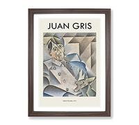 Portrait Of Pablo Picasso By Juan Gris Exhibition Museum Painting Framed Print | A2 Walnut Framed Wall Art | Ready to Hang | Modern Historical Picture | Living Room Bedroom Lounge Office