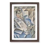 Portrait of Pablo Picasso by Juan Gris Framed Print | A2 Walnut Framed Wall Art | Ready to Hang | Modern Historical Picture | Living Room Bedroom Lounge Office