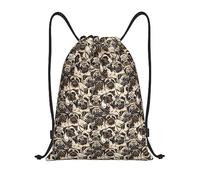 Portrait Of Poor Pugs, Medium Unisex Pe Bag Durable Gym Sack Adjustable Drawstring Bag For Travel Beach Yoga Football