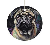 Portrait Of Pug Decoration Christmas Hanging Novelty Craft For Collection Festival Home