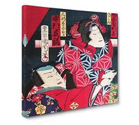 Portrait of Two Actors by Toyohara Kunichika Canvas Print | Gallery Wrapped 30mm Frame Wall Art | 20x20 inches | Ready to Hang | Asian People Picture | Living Room Bedroom Lounge Office