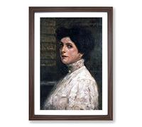 Portrait of Western Woman by Fujishima Takeji Framed Print | A2 Walnut Framed Wall Art | Ready to Hang | Modern Nature Picture | Living Room Bedroom Lounge Office