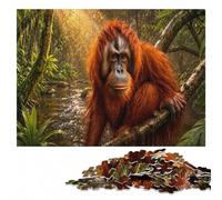 Portrait Orang Utan Colourful Wooden Jigsaw Puzzle 300 Pieces for Adults | Gift for puzzle lovers: hands-on indoor leisure on weekends.