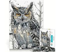 Portrait Owl Paint 1000 Piece Jigsaw Puzzles for Adults Smart Reason Toy Quiet Fun Smooth Edge Festival Gift (38x26cm)