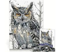 Portrait Owl Paint 1000 Piece Jigsaw Puzzles for Adults Smart Reason Toy Quiet Fun Smooth Edge Festival Gift (38x26cm)