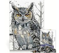 Portrait Owl Paint Jigsaw Puzzles 1000 Piece for Adults Think Smart Toy Together Fun Accurate Cut Art Display (50x75cm)