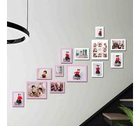 Portrait Photo Frames ， Multi Photo Frame Wall Set 5/7/10 Inches Pack of 13 Multicolor Wall Hanging or Desktop Display(White+Pink)