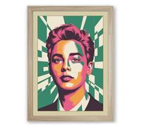 Portrait Pop Art Framed Wall Art Print A4 (29.7×21cm) Oak, Wall Decor for Living Room, Bedroom, Office & Home, Ready to Hang, Art Gift
