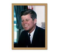 Portrait President John JFK Kennedy White House Photo Artwork Framed Wall Art Print 18X24 Inch