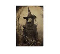 Portrait Victorian Witch Halloween Wall Art Paintings Canvas Prints Poster Artwork for Living Room Bedroom Bathroom Office Home Decor 12x18inch(30x45cm)