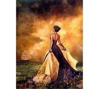 Portrait Woman DIY Embroidery Cross Stitch Kit Craft Needlework Set Cotton Thread Printed Canvas Home Decor,50 * 70cm