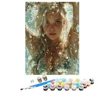 Portraits Woman Paint by Numbers for Children, 12 x 16 in Large Paint by Numbers for Adults, DIY Oil Paintings Crafts Hobbies for Women Gifts With Brushes and Acrylic Pigment Home Wall Decor BJHWK578