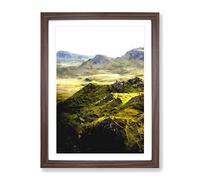 Portree In The Isle Of Skye Scotland Painting Modern Framed Wall Art Print, Ready to Hang Picture for Living Room Bedroom Home Office Décor, Walnut A4 (34 x 25 cm)
