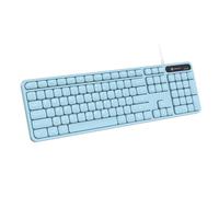 Portronics Ki-Pad 3 USB Wired Keyboard with Large Keycaps, Noise-Free Typing, Fn Multimedia Hotkeys, Full-size Layout with Num Pad, Ergonomic Design, 1.5m USB Cable, for Laptop, PC, Mac (Blue)