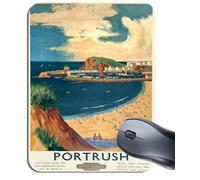 Portrush Northern Ireland Railway Vintage Poster Mouse Mat. Train Travel