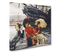 Portsmouth Dockyard by James Tissot Classic Painting Canvas Wall Art Print Ready to Hang, Framed Picture for Living Room Bedroom Home Office Décor, 14x14 Inch (35x35 cm)