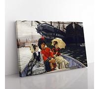 Portsmouth Dockyard By James Tissot Classic Painting Canvas Wall Art Print Ready to Hang, Framed Picture for Living Room Bedroom Home Office Décor, 60x40 cm (24x16 Inch)