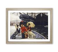 Portsmouth Dockyard By James Tissot Classic Painting Framed Wall Art Print, Ready to Hang Picture for Living Room Bedroom Home Office Décor, Oak A3 (46 x 34 cm)