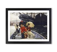 Portsmouth Dockyard By James Tissot Classic Painting Framed Wall Art Print, Ready to Hang Picture for Living Room Bedroom Home Office Décor, Black A4 (34 x 25 cm)