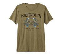Portsmouth Rhode Island Crab Town Since 1638 Black Letters Premium T-Shirt