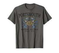 Portsmouth Rhode Island Crab Town Since 1638 Black Letters T-Shirt
