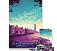 Portsmouth Waterfront Illustration 1000 Piece Jigsaw Puzzle for Adults Smart Reason Toy Home Enjoy Sharp Edge Santa Wish Item (38x52cm)