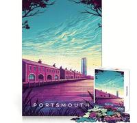 Portsmouth Waterfront Illustration 1000 Piece Jigsaw Puzzle for Teenagers Logic Toy Group Play Precision Cut Thoughtful Gift (38x26cm)
