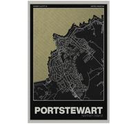 Portstewart Street Map Poster Print | Northern Ireland | Gold | A3