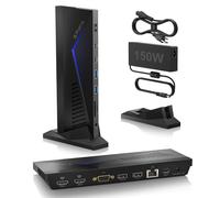 PORTTA 14 in 1 Docking Station Dual Monitor Up to 4K 30 with 150W Power Adapter, HDMI x2, USB x6, VGA, RJ45, SD/TF, 100W PD, Audio/Microphone, Compatible with macOS/Windows SST