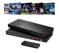 4x4 HDMI Matrix 4K 60Hz, PORTTA 4 in 4 Out Switch Splitter with ARC, Toslink 3.5mm Audio Extractor, 16 EDID Modes, 4K Downscale, and IR Remote Support HDMI 2.0b, HDCP 2.3/2.2/1.4, HDR, 18Gbps