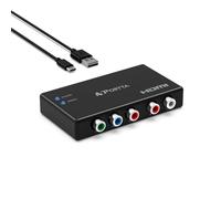 PORTTA Component to HDMI Converter, 5 RCA YPbPr + R/L to HD Video Converter, RGB to HDMI Adapter, Compatible with Wii, PS2, PS3, DVD, Xbox 360, HDTV, Monitor, Projector