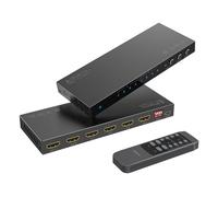PORTTA HDMI Matrix 4 in 2 out 4K 60Hz 4:4:4, 4x2 Switch Splitter with optical 3.5mm Audio Extractor, 16 EDID Modes, IR Remote Support HDMI 2.0b, HDCP 2.2/2.3, HDR, ARC, 3D, 18Gbps - Downscaler